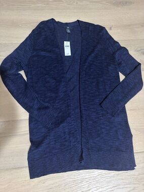 GAP Women's Navy/Purple Open-Front Cardigan
